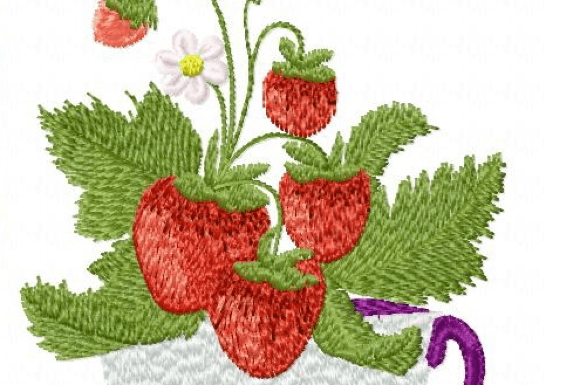Cup of Strawberry Embroidery Design