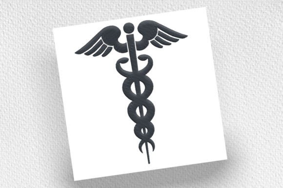 Medical Caduceus Embroidery Design