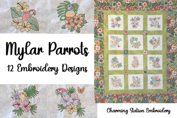Mylar Parrots Embroidery Design