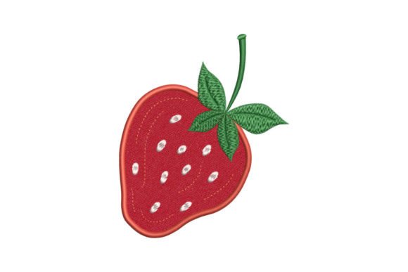 Single Strawberry Embroidery Design
